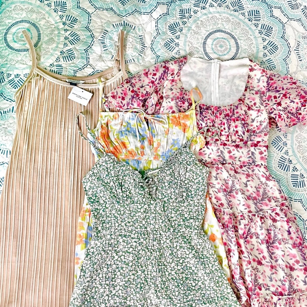 3 Women's Dresses + 1 Romper Bundle Lot Spring Summer